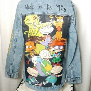 Nickelodeon NWT Rugrats Made in 90's Unisex Trucker Denim Jean Jacket Lt Blue